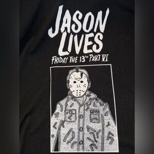 Men’s Black Graphic T-Shirt Size L Friday the 13th Jason Vorhees Horror Lovers